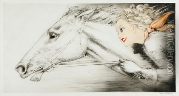 Thoroughbreds Oil Painting - Louis Icart
