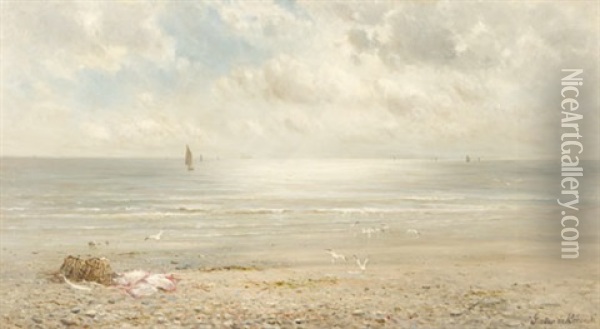 A Silvery Morning Oil Painting - Gustave de Breanski