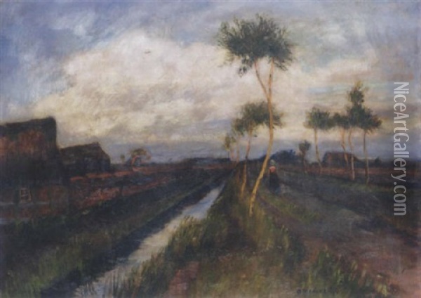 Landschaft Im Abendlicht Oil Painting - Otto Modersohn