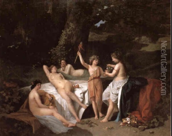 Scene De Bacchanale Oil Painting - Adolphe Rene Lefevre