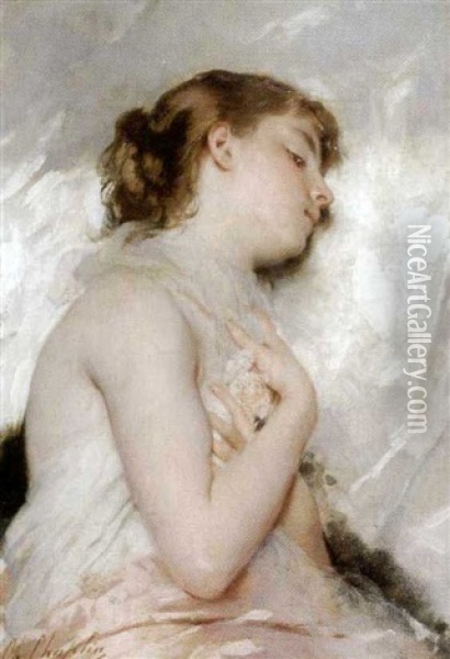 Jeune Fille Endormie Oil Painting - Charles Joshua Chaplin