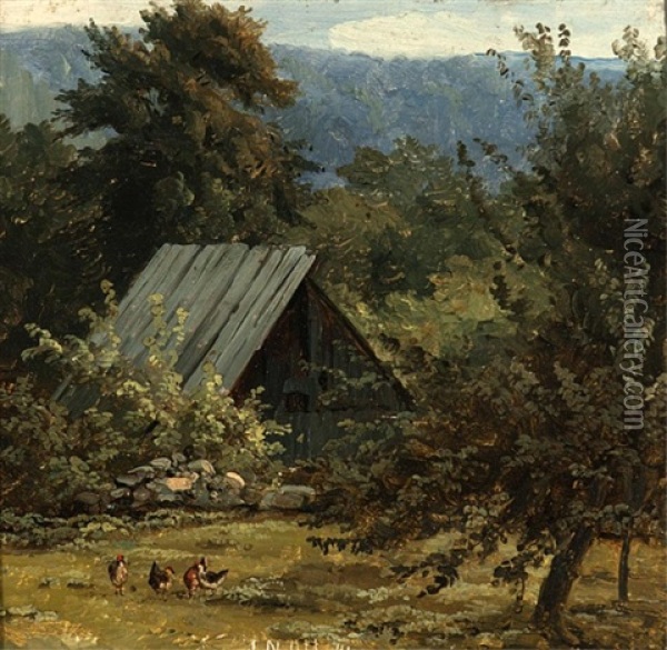 Farmyard With Poultry Oil Painting - Johann Nepomuk Ott