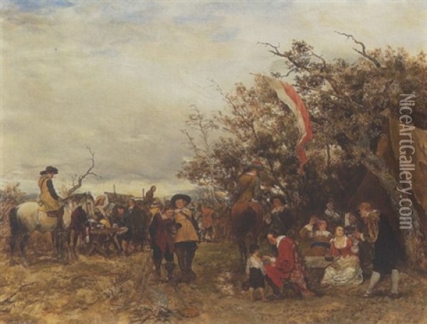 Landsknechte Im Lager Oil Painting - Heinrich Breling