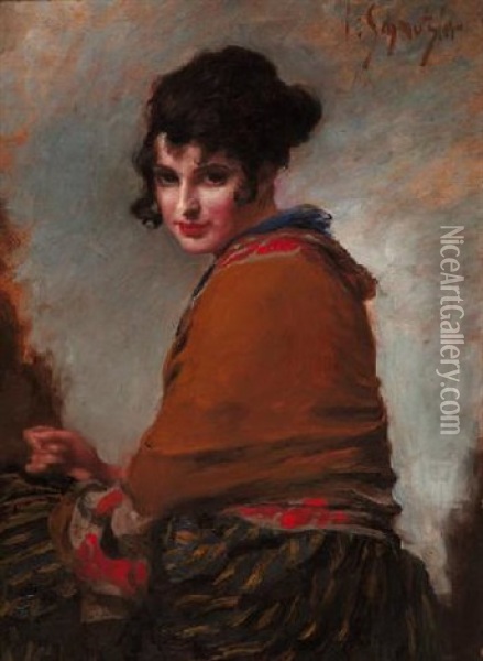 Portrat Einer Jungen Dame Oil Painting - Leopold Schmutzler