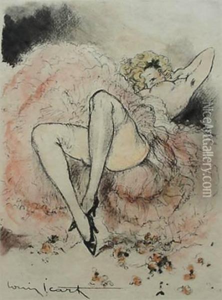 Reclining Burlesque Dancer Oil Painting - Louis Icart