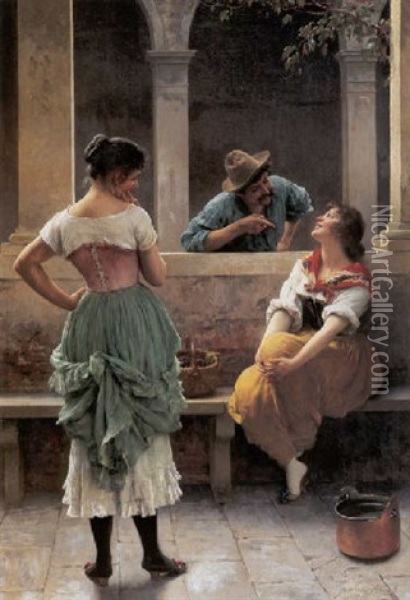 Flirtation Oil Painting - Eugen von Blaas