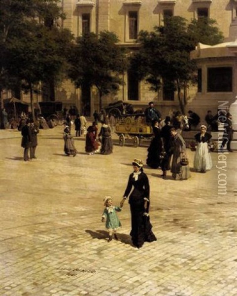 Place De La Republique Oil Painting - Louis Beroud