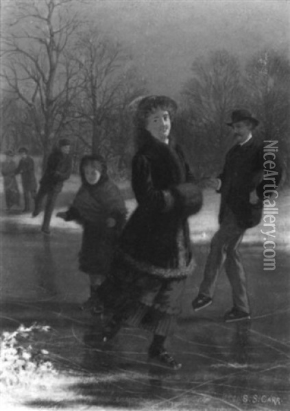 Skating In New York Oil Painting - Samuel S. Carr