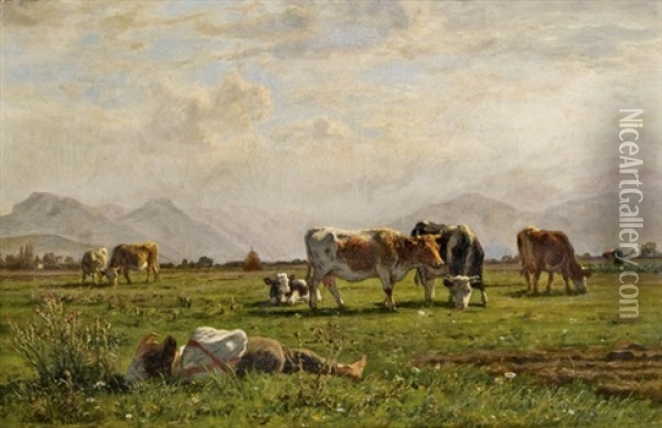 Viehweide Oil Painting - Wilhelm Kuehling