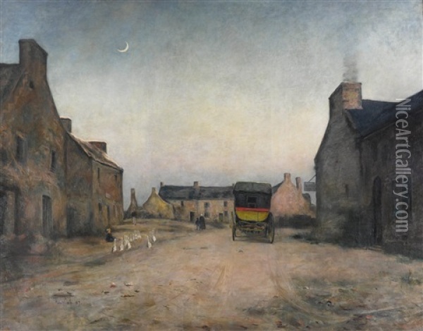 L'entree Du Village Oil Painting - Siebe Johannes ten Cate