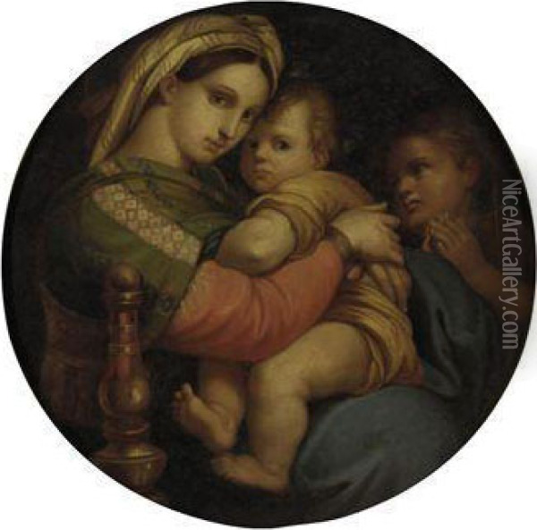 Madonna Della Sedia Oil Painting - Raphael (Raffaello Sanzio of Urbino)