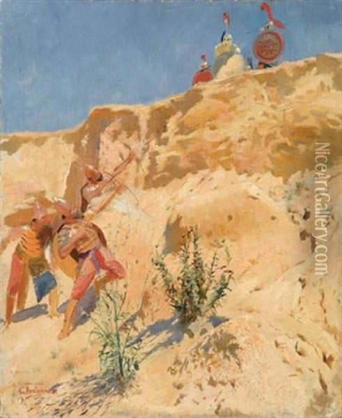 Combat Dans La Grece Antique Oil Painting - Georges Antoine Rochegrosse