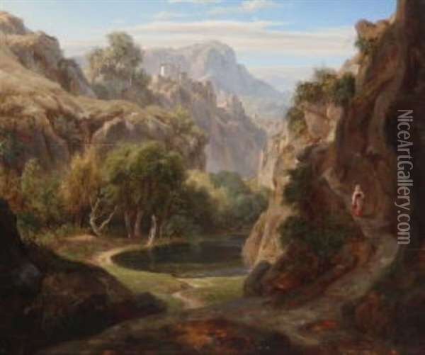 Italienische Gebirgslandschaft Oil Painting - Eduard Wilhelm Pose