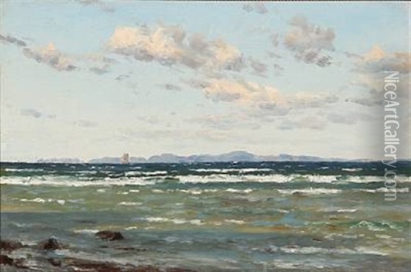 Coastal Scene Oil Painting - Godfred Christensen