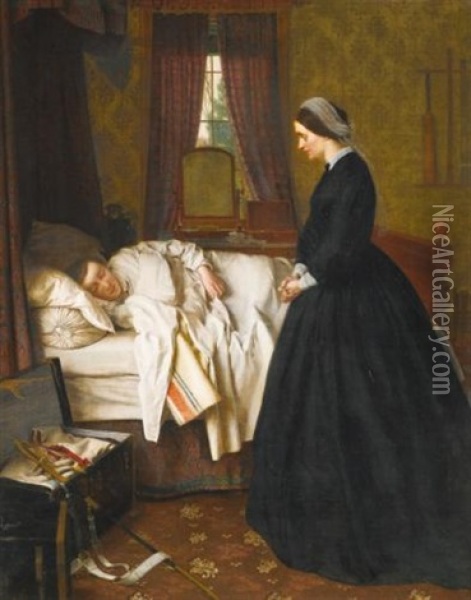 The Sleeping Soldier Oil Painting - Henry Nelson O'Neil