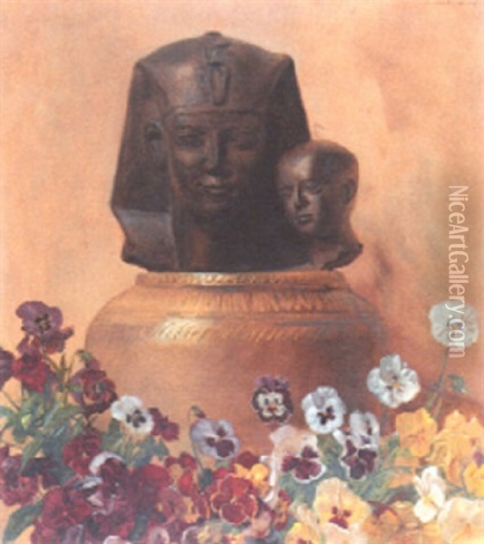 Agyptische Statuetten Und Stiefmutterchen Oil Painting - Franz Von Matsch
