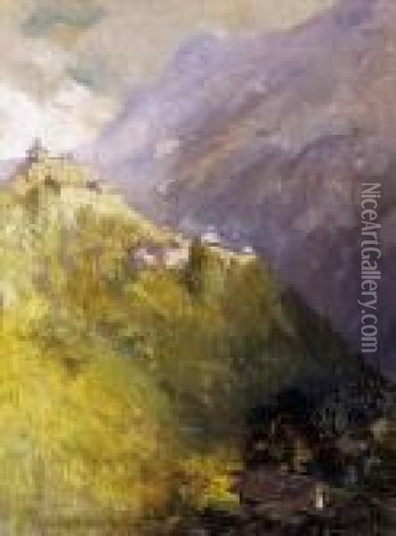 Landscape At Hohenwerfen Oil Painting - Gyula Hary