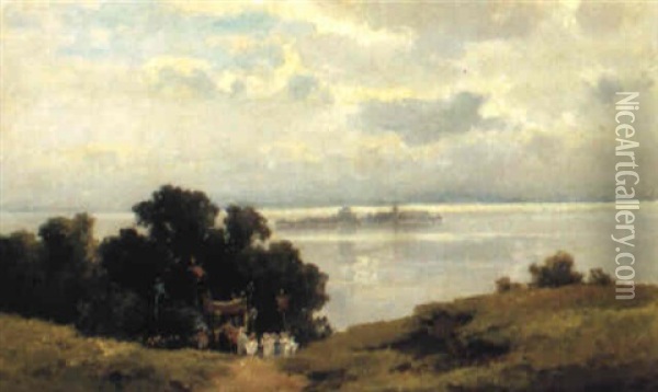Fronleichnamsprozession Am Chiemsee Oil Painting - Willy Moralt