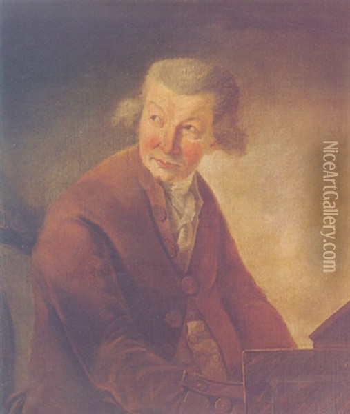 Portrait Of Karl Frederich Abel At A Harpsichord Oil Painting - Jean Charles Robineau