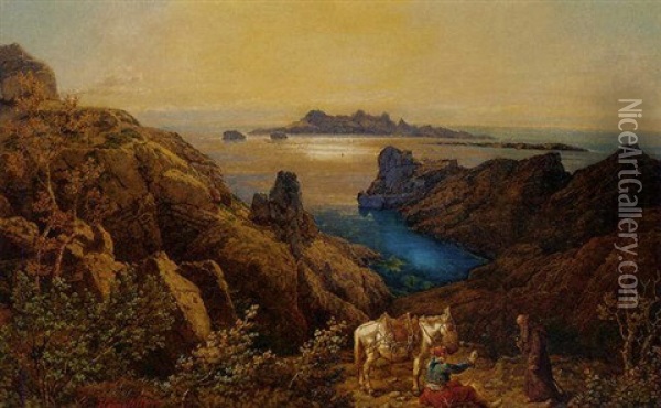 An Offering To A Pilgrim On The Mediterranean Coast Oil Painting - Johann Baptiste Heinefetter