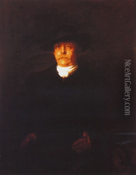 Portrait Of Otto Von Bismarck Oil Painting - Franz Seraph von Lenbach