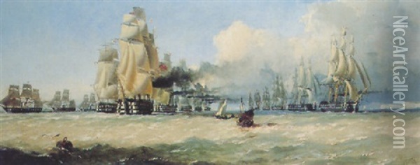 The Baltic Fleet Oil Painting - Edmund John Niemann