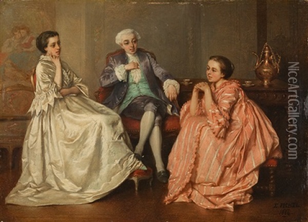 Conversation Oil Painting - Benjamin Eugene Fichel