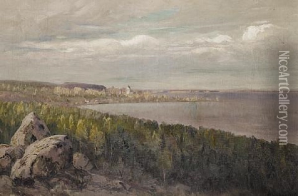 Coastal Landscape With A Church On The Horizon Oil Painting - Nikolai Alexandrovich Klodt