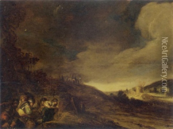 Road Thieves In A Landscape Oil Painting - Benjamin Gerritsz Cuyp