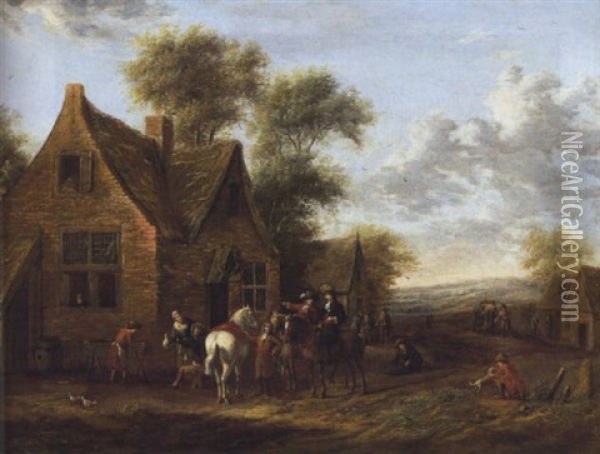 Rastende Reiter Vor Einer Schenke Oil Painting - Cornelisz van Essen
