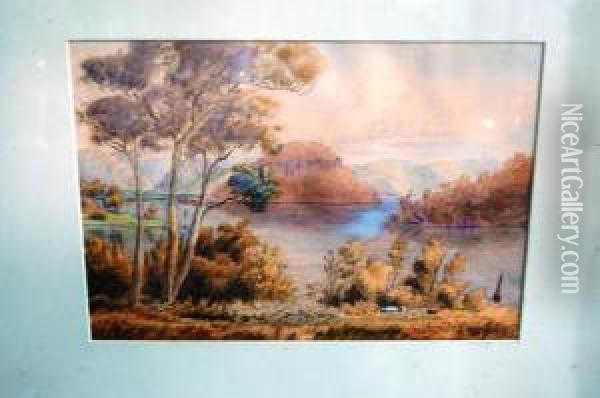 Near Spectacle Island Hawkesbury River Nsw Oil Painting - Ernest D. Stocks