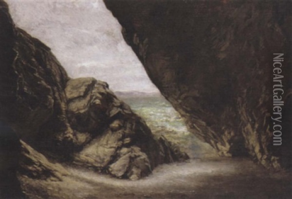The Cave At Tintagel Oil Painting - Edward John Poynter