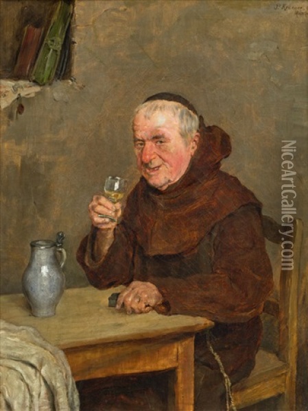 Monch Mit Weinglas Oil Painting - Peter Kraemer the Elder