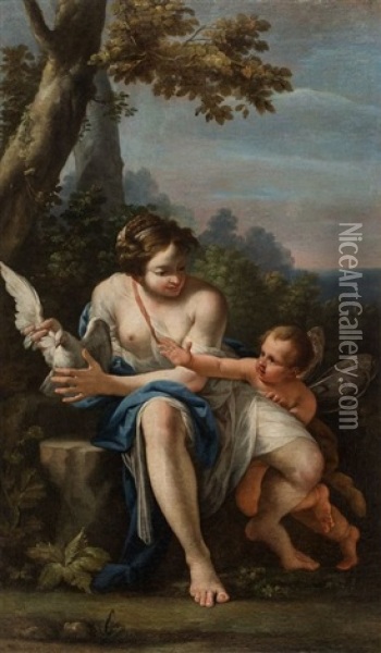 Venus Eloignant Une Colombe De Cupidon Oil Painting - Daniel (Joseph D.) Seiter