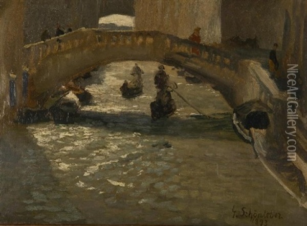 Ponte Dei Berettari In Venedig Oil Painting - Gustav Schoenleber