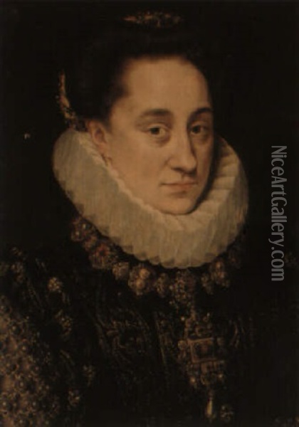 Portrait Of Princess Maria Of Nassau Oil Painting - Adriaen Thomasz Key