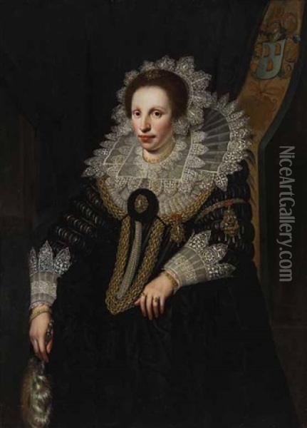 Portrat Einer Hofischen Dame Oil Painting - Jan Anthonisz Van Ravesteyn