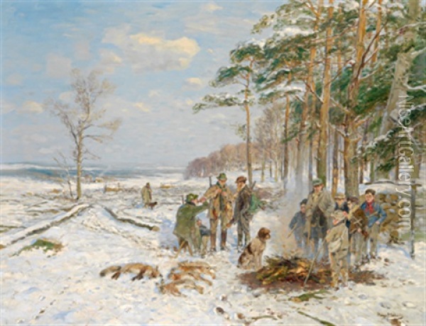 Nach Der Treibjagd Oil Painting - Hugo Muehlig