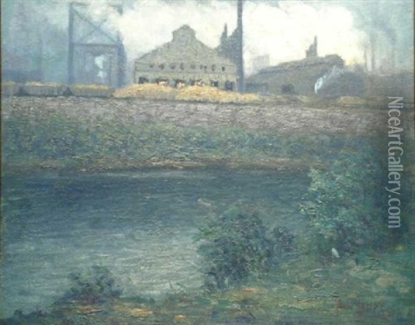 Industrial Scene, Pittsburgh, Pennsylvania Oil Painting - Aaron Harry Gorson