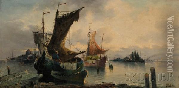 Fishing Boats Oil Painting - Karl Kaufmann