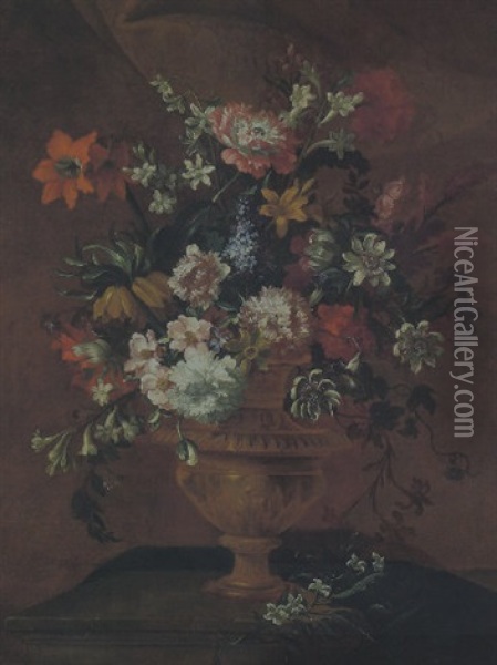 Grosser, Dekorativer Blumenstrauss Oil Painting - Antoine Monnoyer