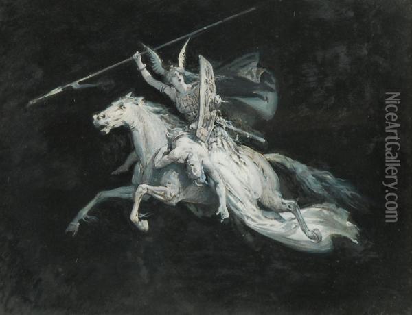 Valchiria A Cavallo Oil Painting - Ludovico Pogliaghi