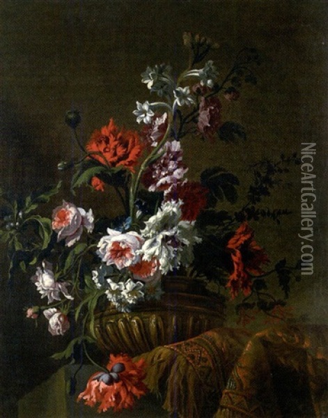 Nature Morte Au Vase De Fleurs Oil Painting - Nicolas de Largilliere