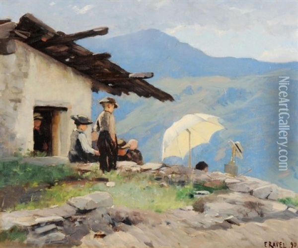 Le Peintre Dans Les Alpes Valaisannes Oil Painting - Edouard John E. Ravel