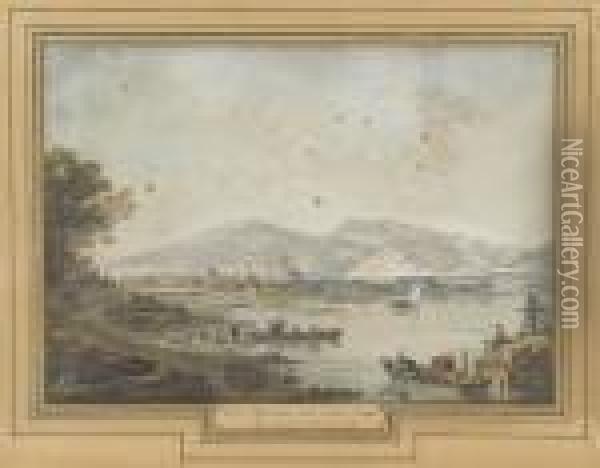 Vue D'yverdon, Prise Depuis Clindi Oil Painting - Johann Ludwig Aberli