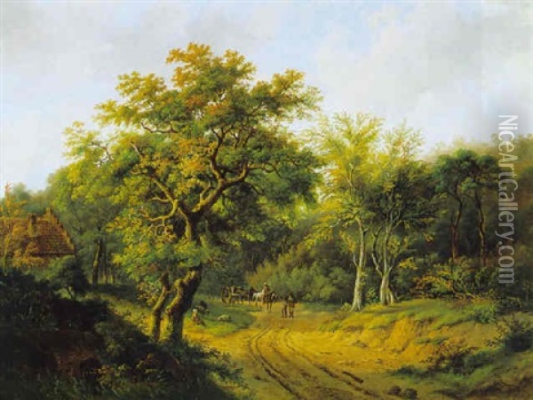 Waldlandschaft Mit Reisenden Oil Painting - Alfred Eduard Agenor de Bylandt