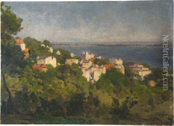 Blick Auf Blankenese Und Die Elbe Oil Painting - Carl August Heinrich Ferdinand Oesterley