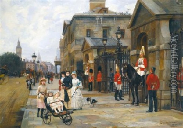 Horse Guards, Whitehall Oil Painting - Filippo Baratti