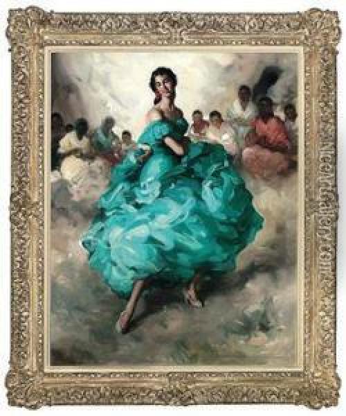 Flamenco Dancer Oil Painting - Felipe Abarzuza Rodriguez De Arias