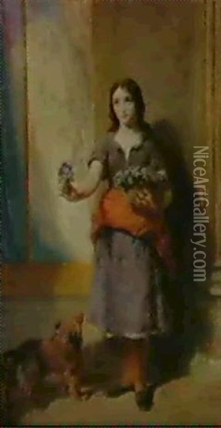 The Little Flower Seller Oil Painting - John Adam P. Houston